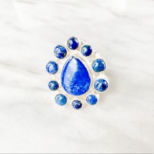 Sterling Silver Ring 925 Blue Stone sz 8